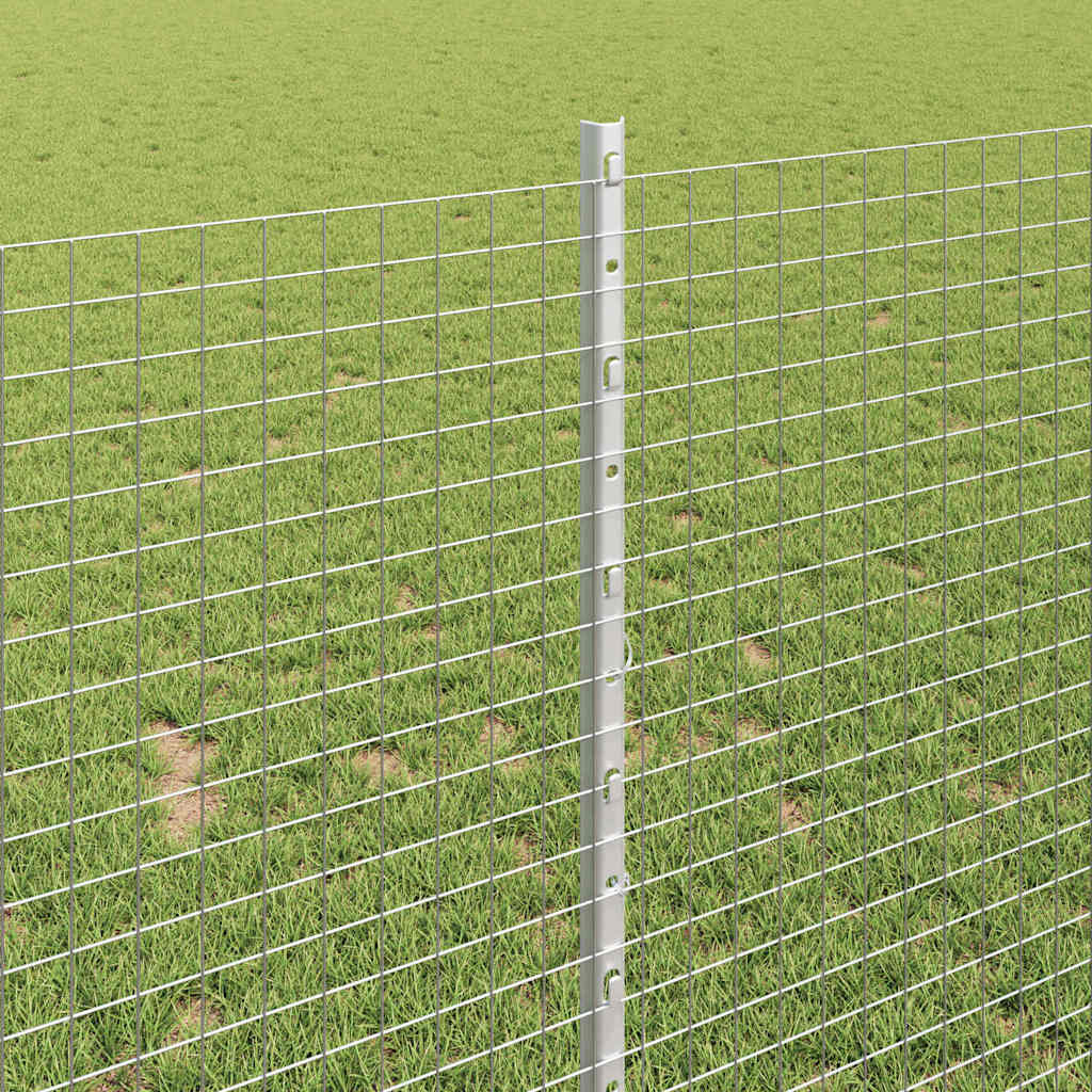 Sveiset trådgjerde med stolper 25 x 1 m Galvanisert stål Sølv