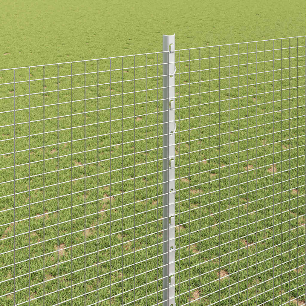 Sveiset trådgjerde med stolper 25 x 1,5 m Galvanisert stål Sølv