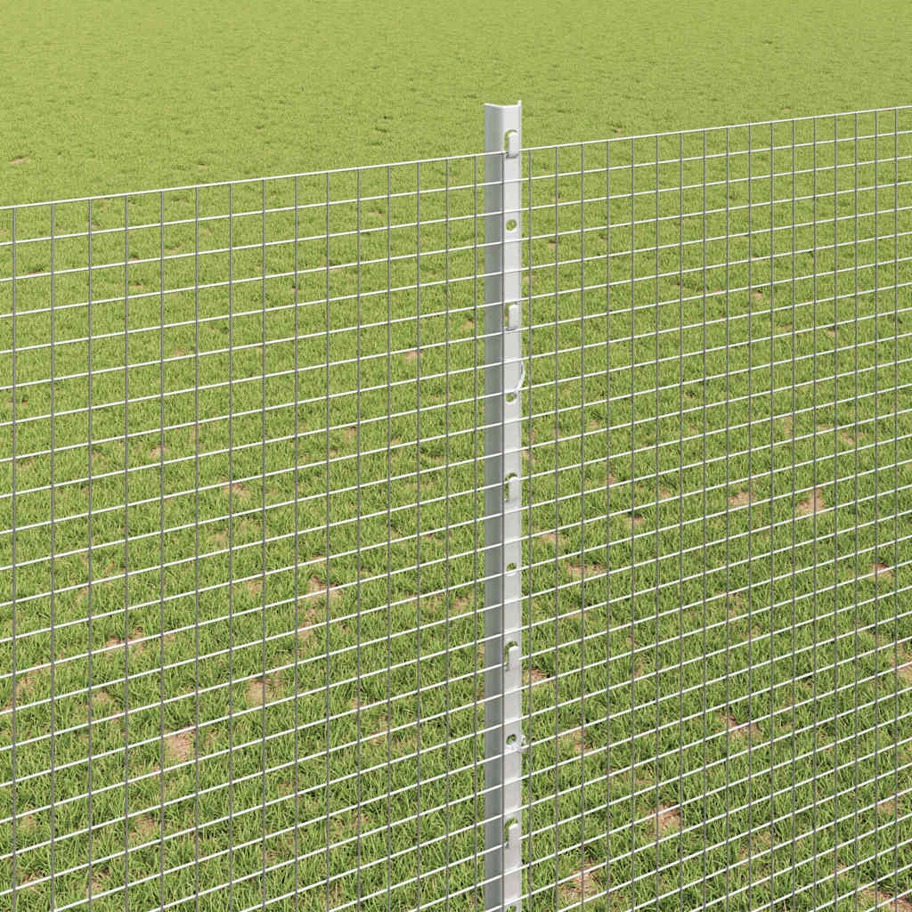 Sveiset trådgjerde med stolper 25 x 1,6 m Galvanisert stål Sølv