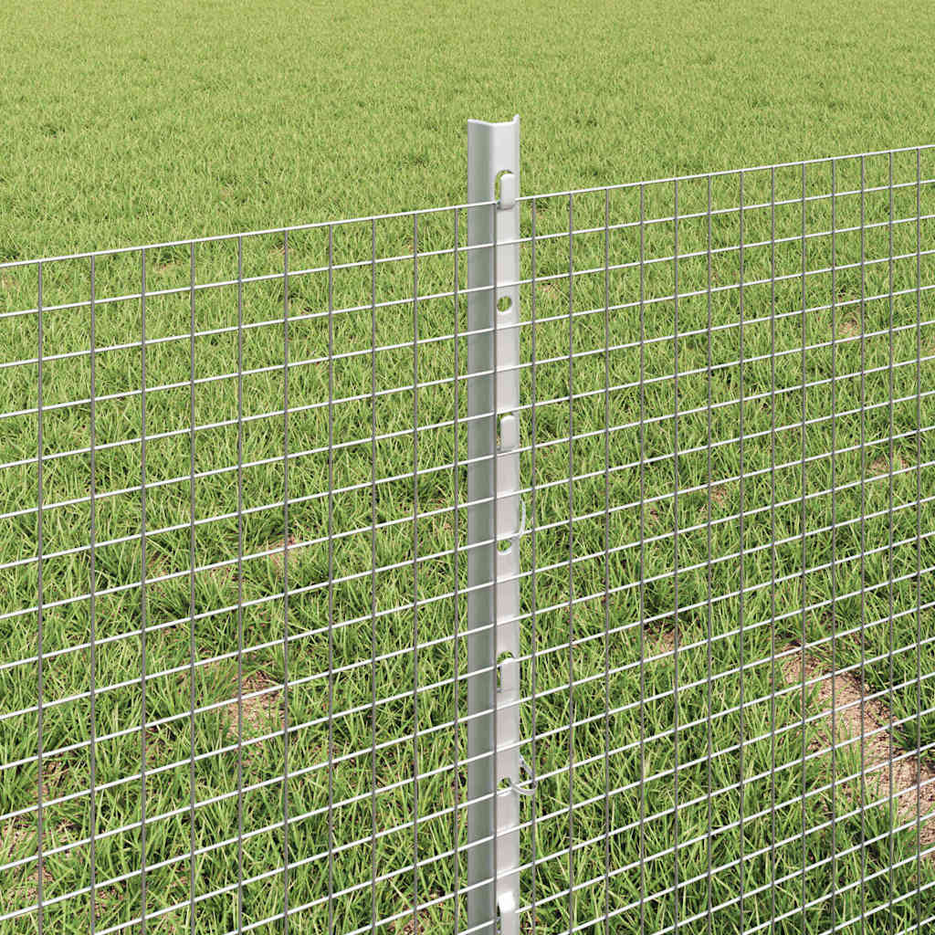 Sveiset trådgjerde med stolper 50 x 0,4 m Galvanisert stål Sølv