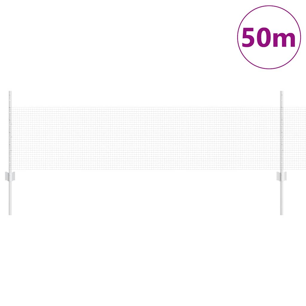 Sveiset trådgjerde med stolper 50 x 0,5 m Galvanisert stål Sølv