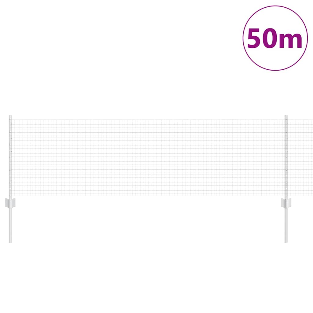 Sveiset trådgjerde med stolper 50 x 0,6 m Galvanisert stål Sølv