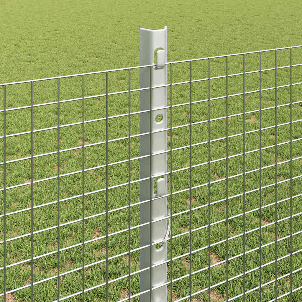 Sveiset trådgjerde med stolper 50 x 1,2 m Galvanisert stål Sølv