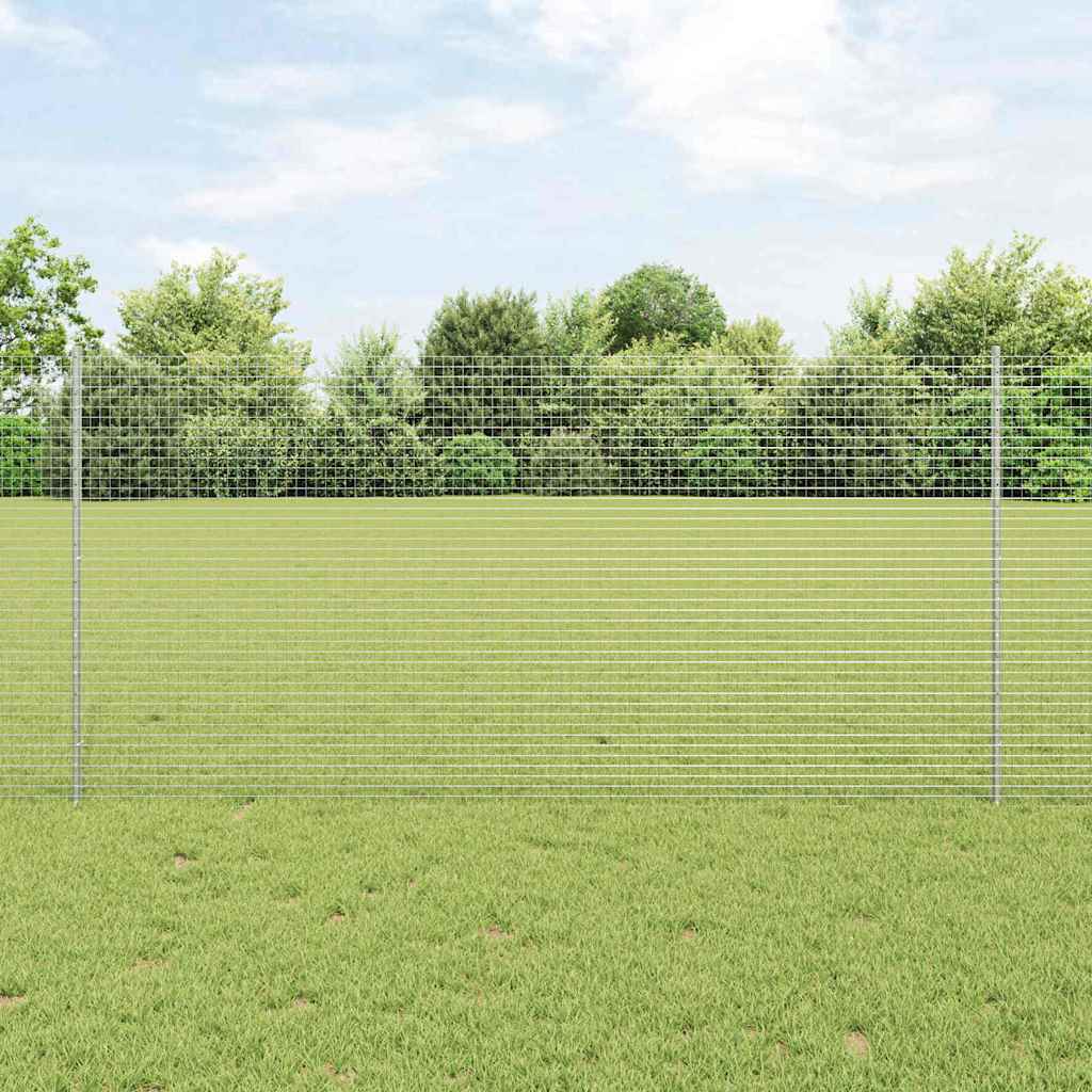 Sveiset trådgjerde med stolper 50 x 1,2 m Galvanisert stål Sølv