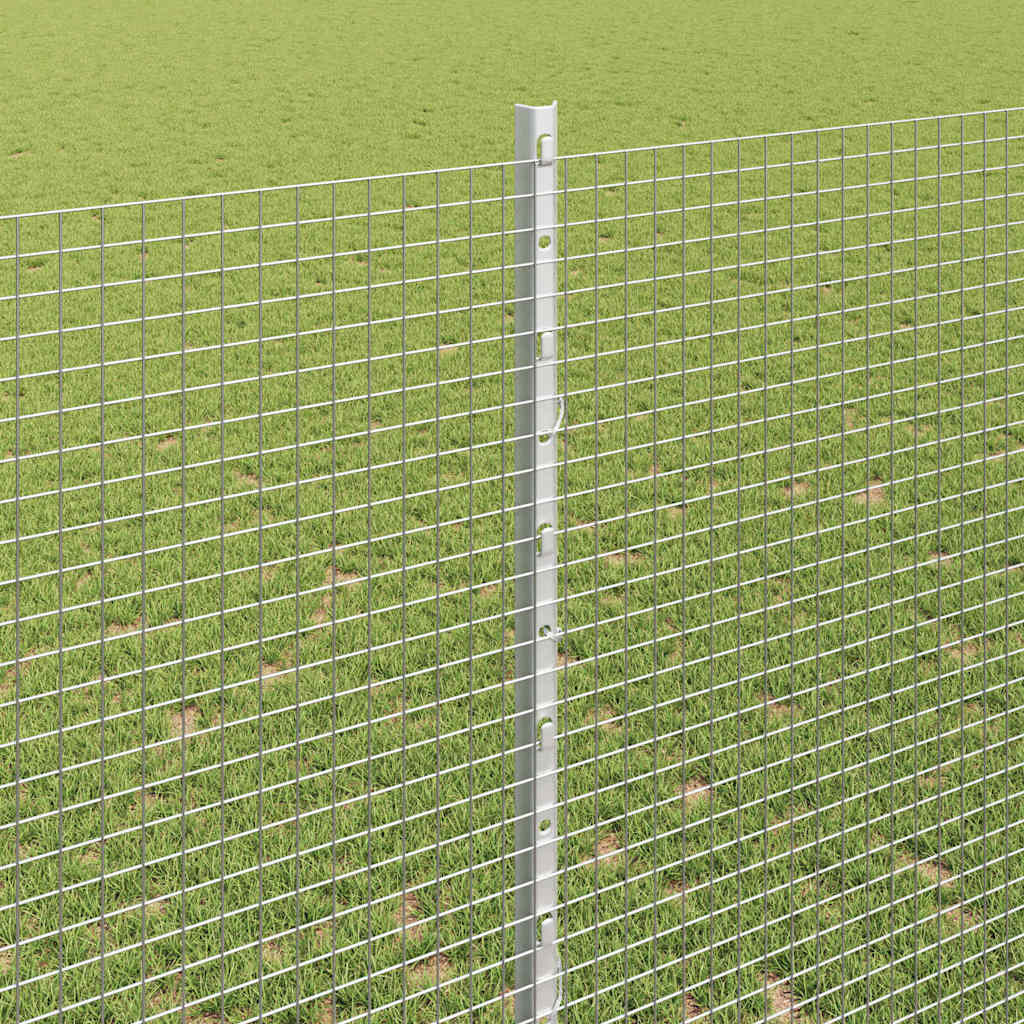 Sveiset trådgjerde med stolper 50 x 1,4 m Galvanisert stål Sølv