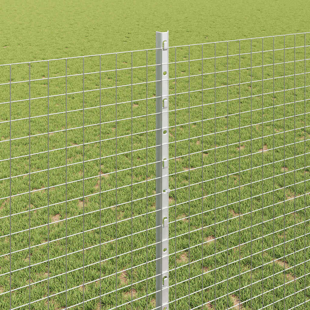 Sveiset trådgjerde med stolper 50 x 1,4 m Galvanisert stål Sølv