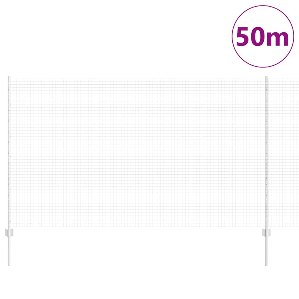 Sveiset trådgjerde med stolper 50 x 1,4 m Galvanisert stål Sølv