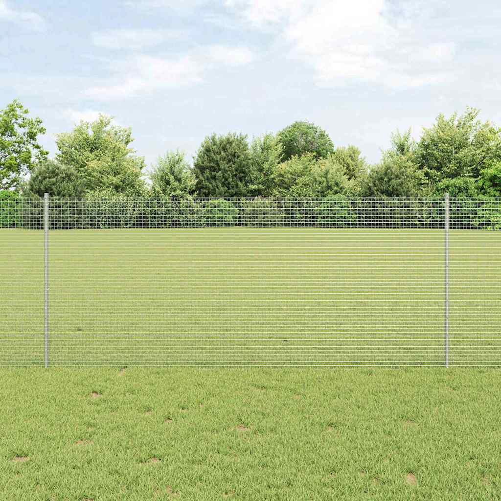 Sveiset trådgjerde med stolper 100 x 1 m Galvanisert stål Sølv
