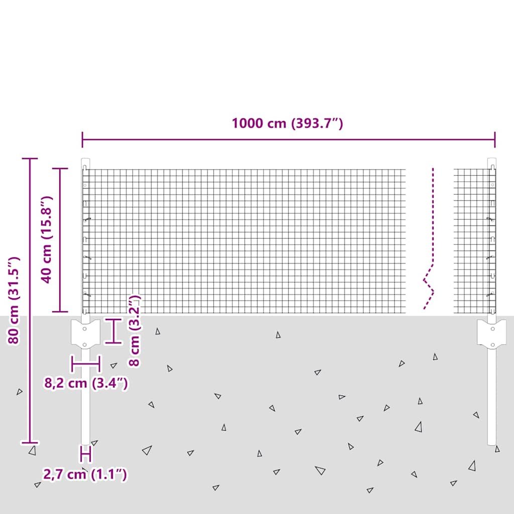 Sveiset trådgjerde med stolper 10 x 0,4 m PVC-belagt stål Grønn