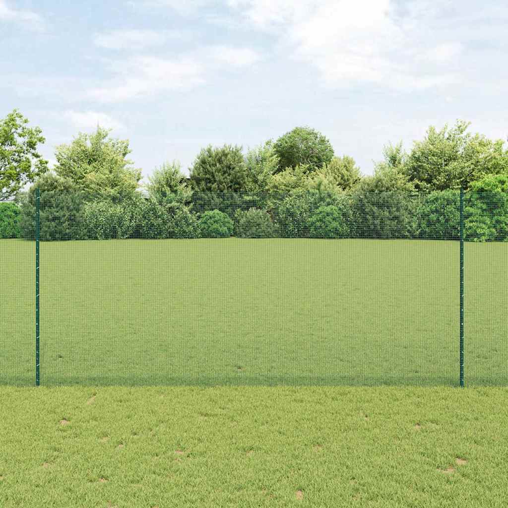 Sveiset trådgjerde med stolper 10 x 1,4 m PVC-belagt stål Grønn