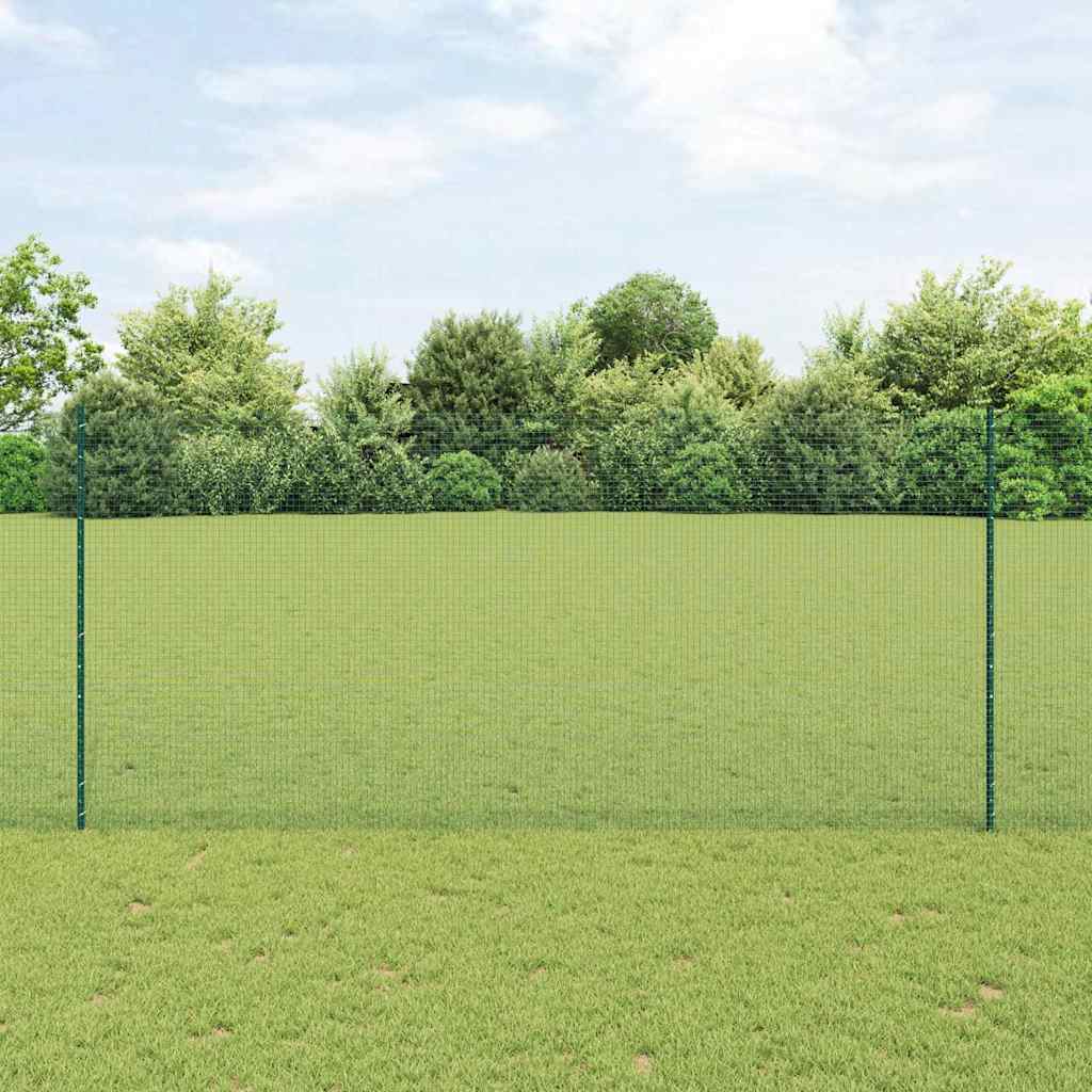 Sveiset trådgjerde med stolper 10 x 1,4 m PVC-belagt stål Grønn