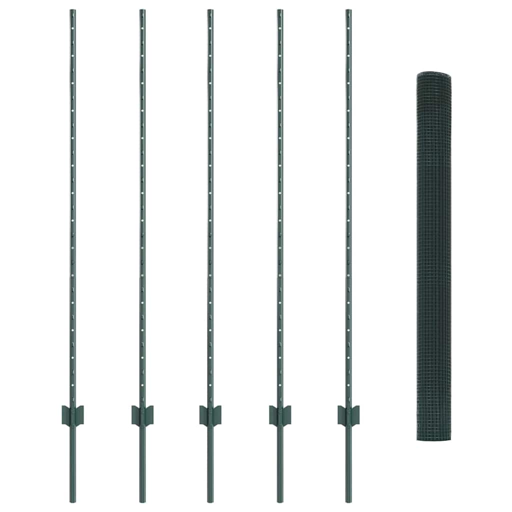Sveiset trådgjerde med stolper 10 x 1,4 m PVC-belagt stål Grønn
