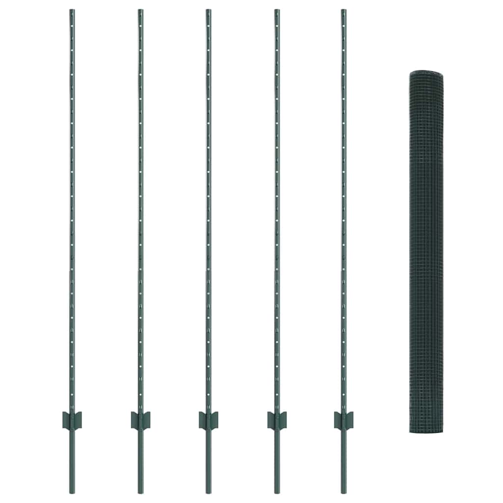 Sveiset trådgjerde med stolper 10 x 1,6 m PVC-belagt stål Grønn