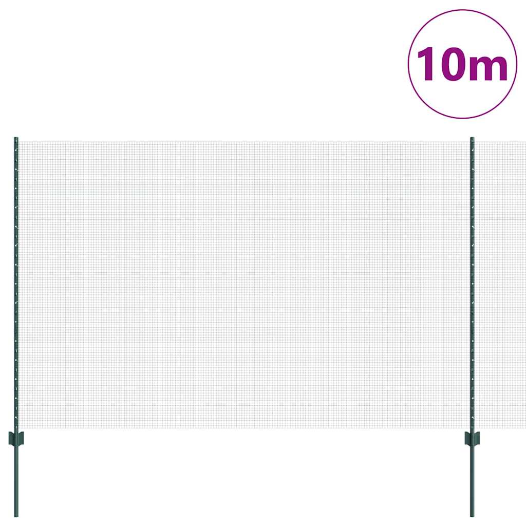 Sveiset trådgjerde med stolper 10 x 1,6 m PVC-belagt stål Grønn