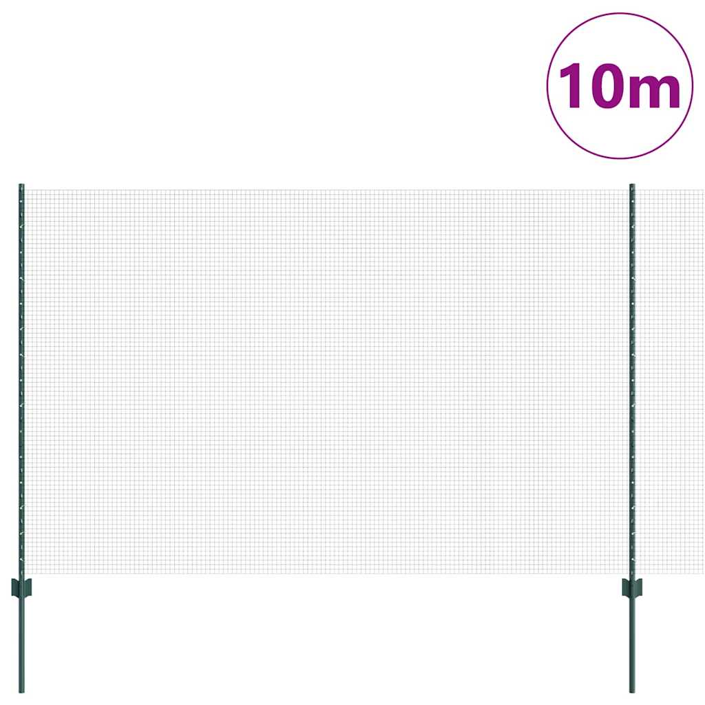 Sveiset trådgjerde med stolper 10 x 1,6 m PVC-belagt stål Grønn