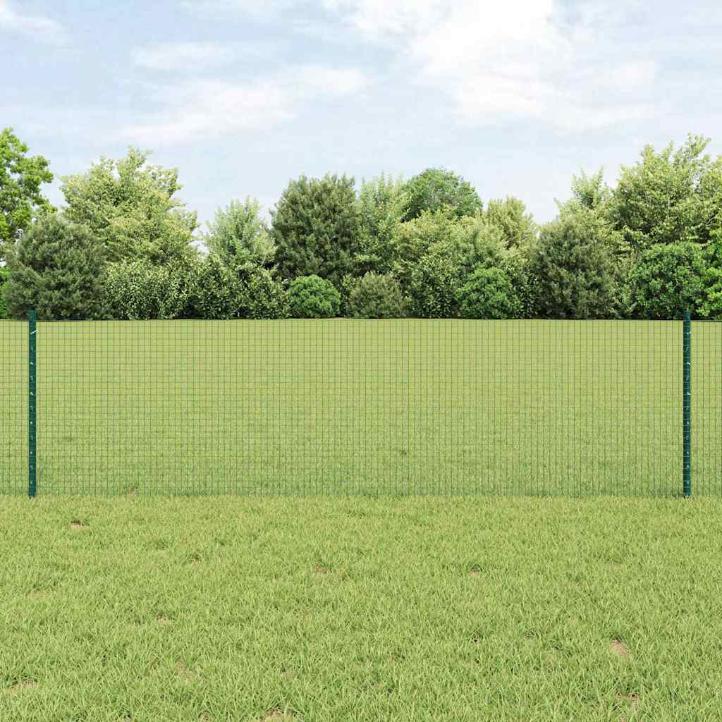 Sveiset trådgjerde med stolper 0,6 x 25 m Stål og PVC Grønn