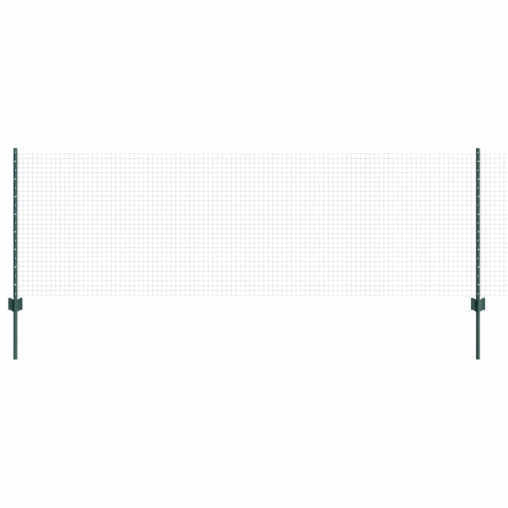 Sveiset trådgjerde med stolper 25 x 0,8 m PVC-belagt stål Grønn
