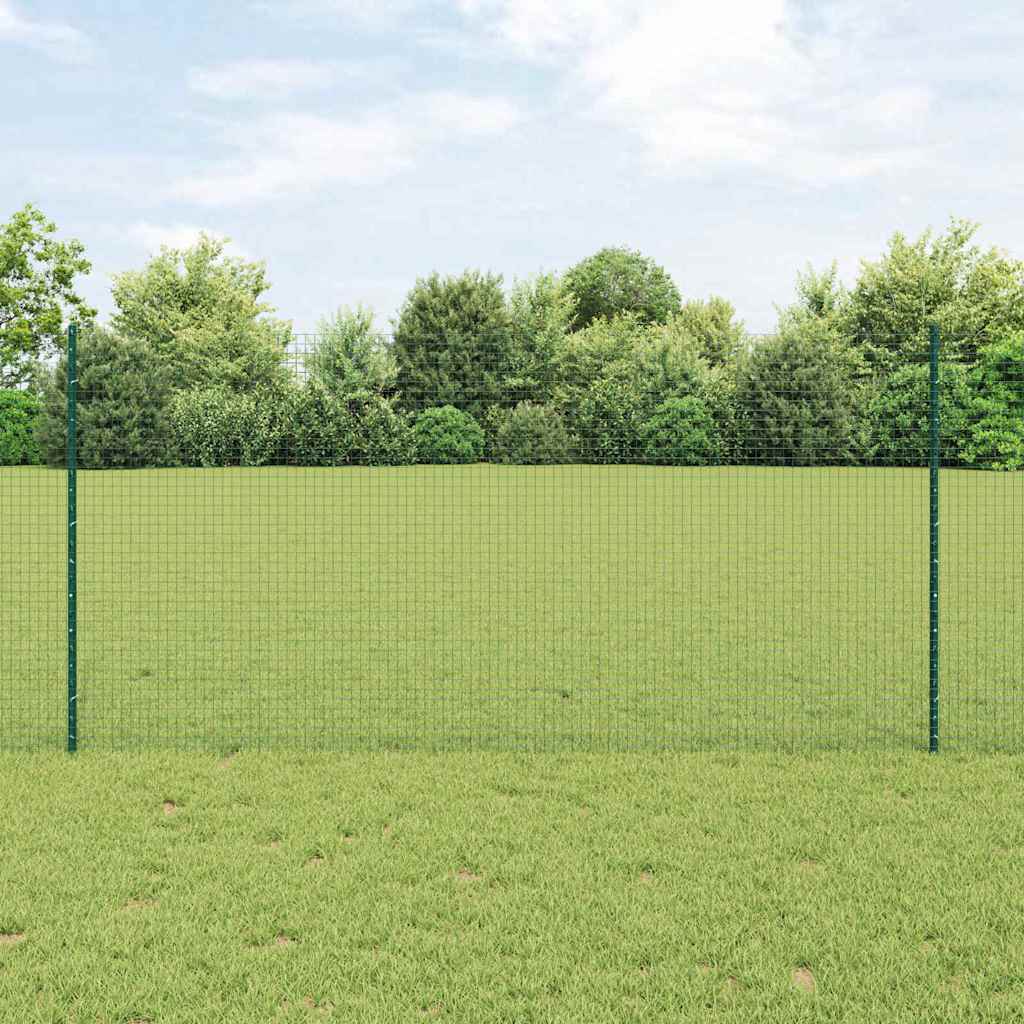 Sveiset trådgjerde med stolper 25 x 1,2 m PVC-belagt stål Grønn