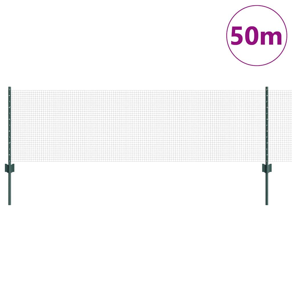 Sveiset trådgjerde med stolper 50 x 0,6 m PVC-belagt stål Grønn