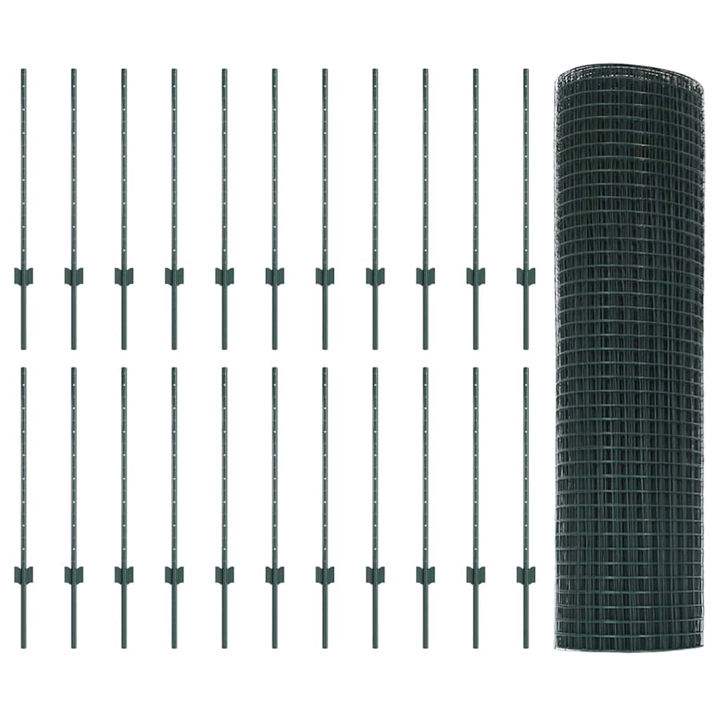 Sveiset trådgjerde med stolper 50 x 0,8 m PVC-belagt stål Grønn