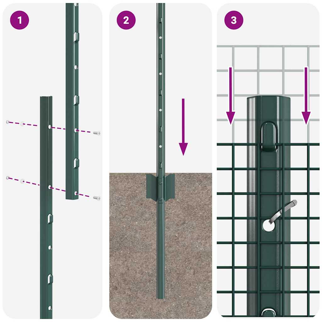 Sveiset trådgjerde med stolper 50 x 1 m PVC-belagt stål Grønn
