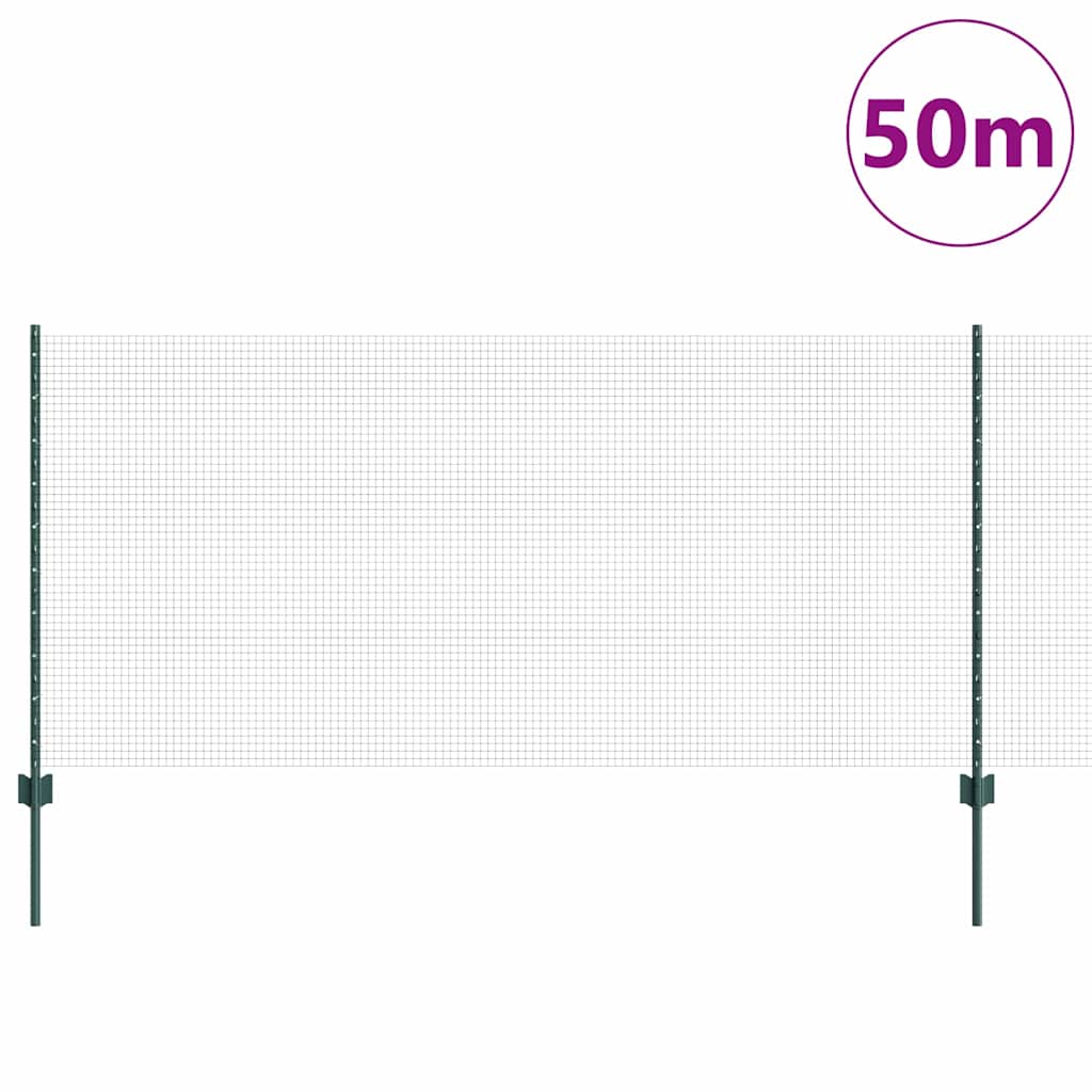 Sveiset trådgjerde med stolper 50 x 1 m PVC-belagt stål Grønn