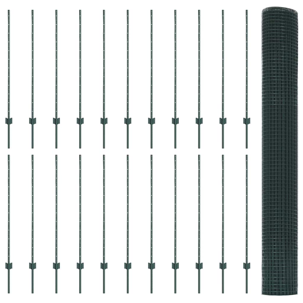 Sveiset trådgjerde med stolper 50 x 1,2 m PVC-belagt stål Grønn