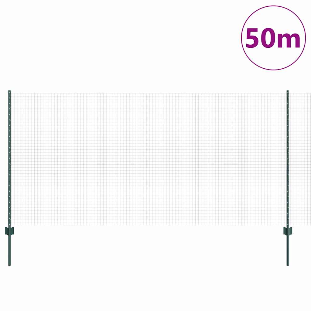 Sveiset trådgjerde med stolper 50 x 1,2 m PVC-belagt stål Grønn
