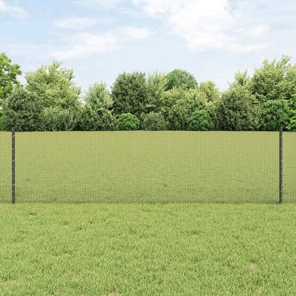 Sveiset trådgjerde med stolper 25 x 0,6 m PVC-belagt stål Grå