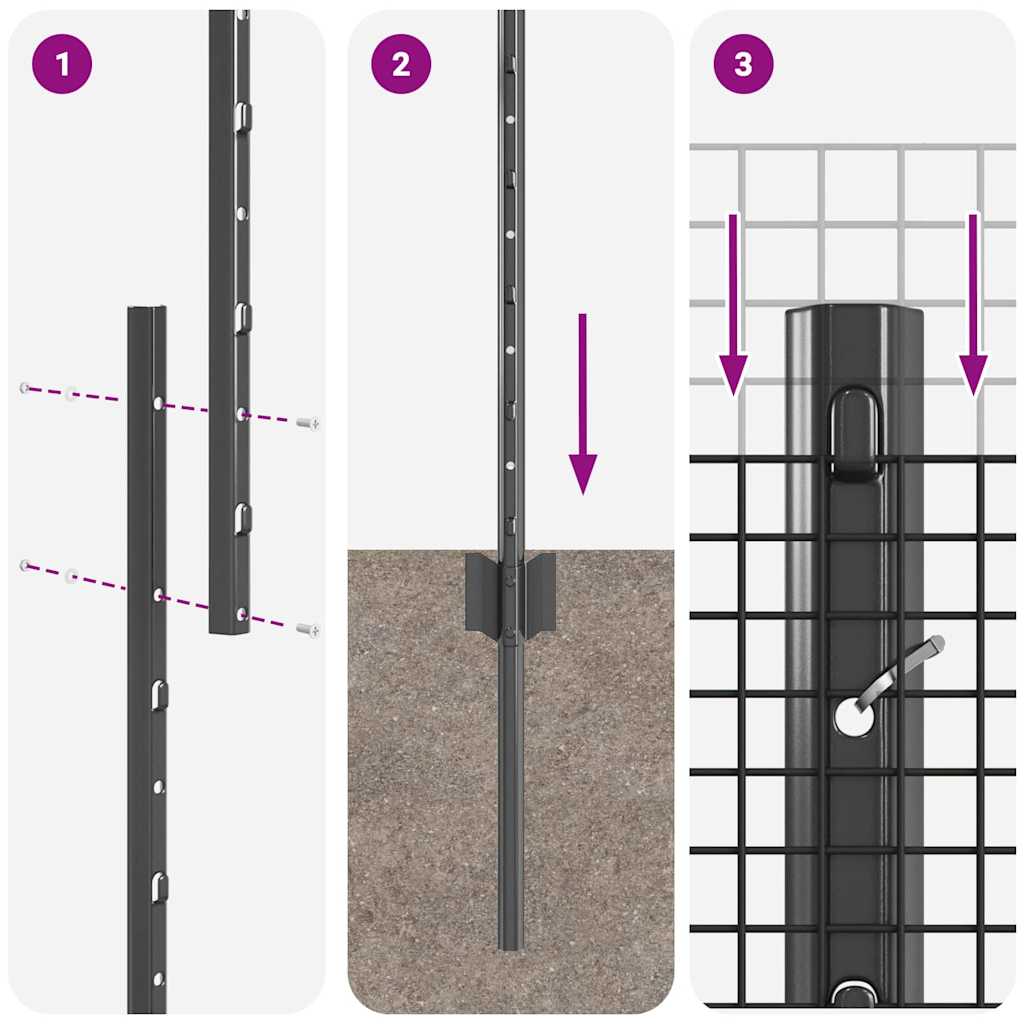 Sveiset trådgjerde med stolper 25 x 1,6 m PVC-belagt stål Grå