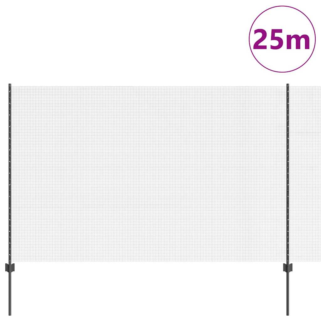 Sveiset trådgjerde med stolper 25 x 1,6 m PVC-belagt stål Grå