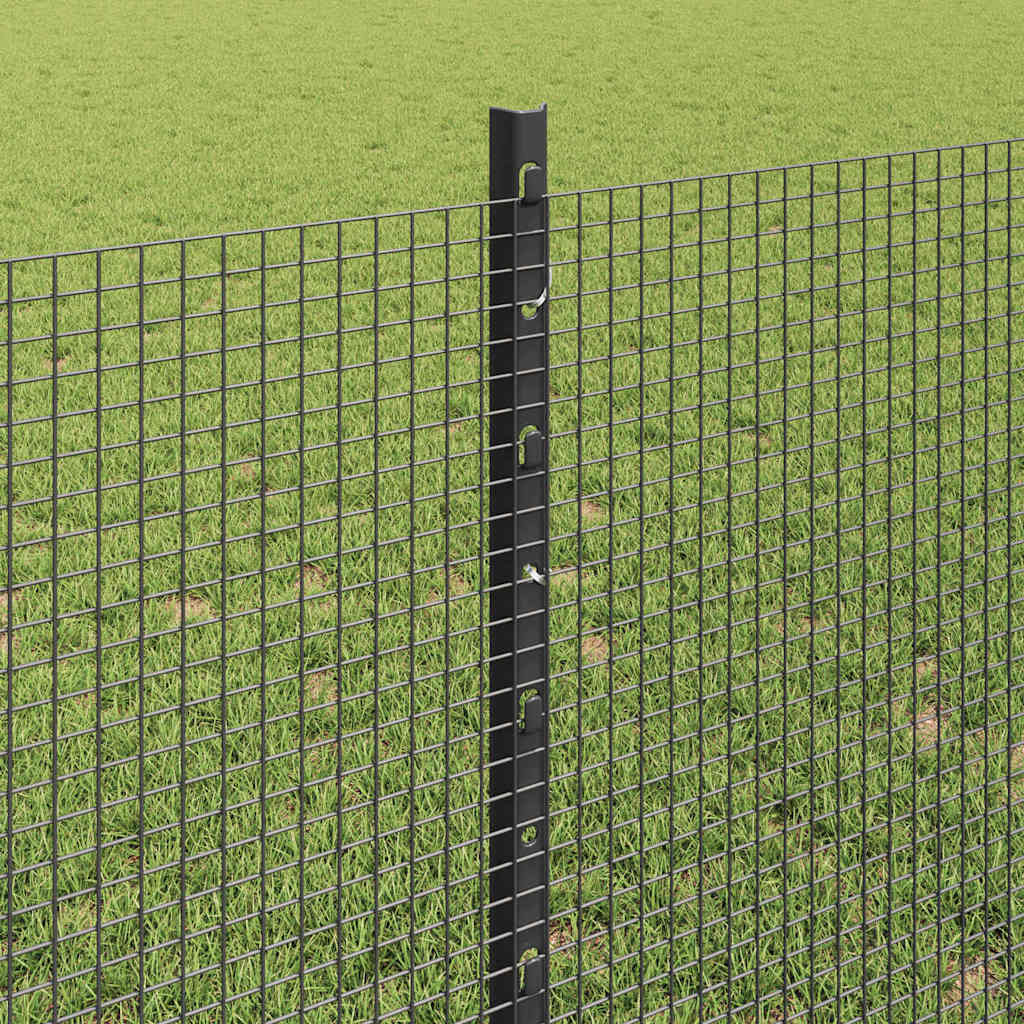 Sveiset trådgjerde med stolper 50 x 0,8 m PVC-belagt stål Grå