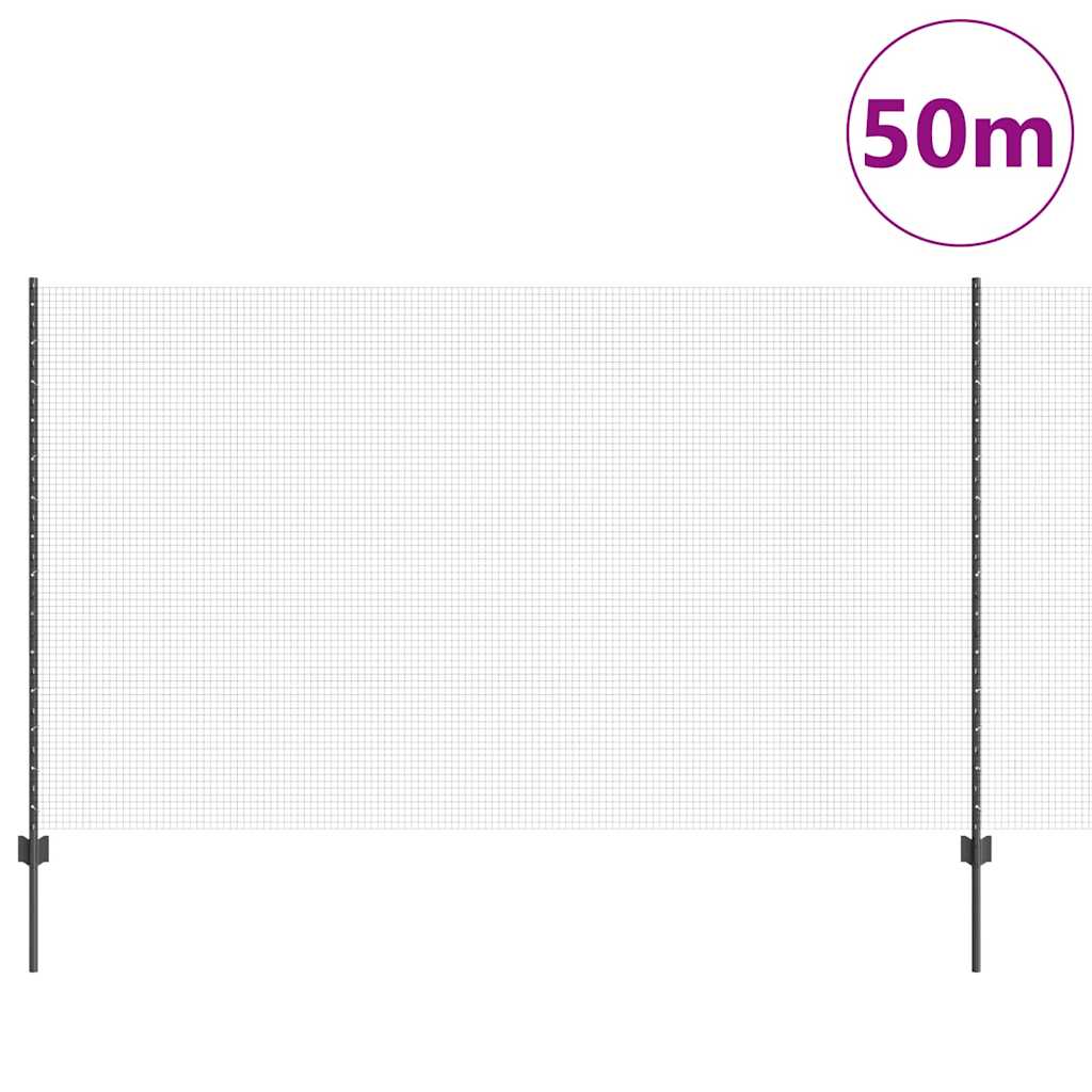Sveiset trådgjerde med stolper 50 x 1,4 m PVC-belagt stål Grå