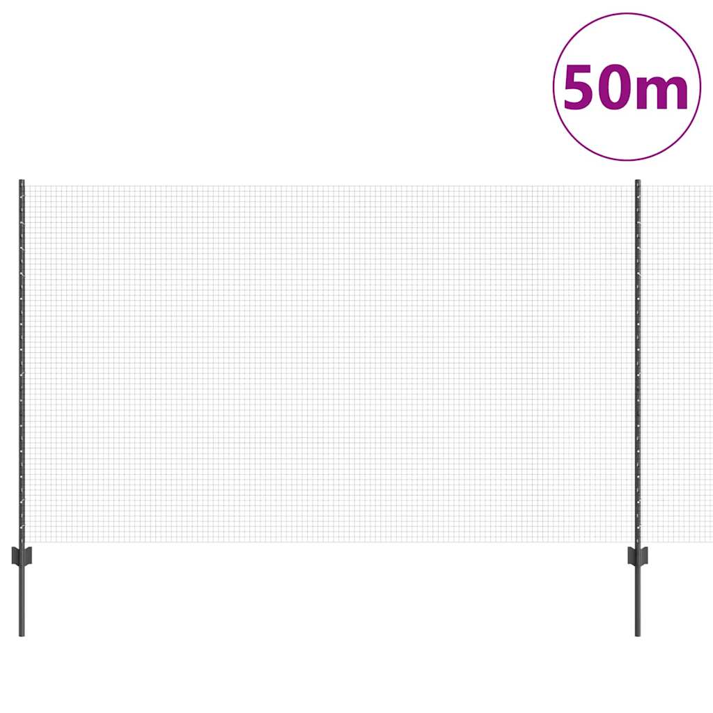 Sveiset trådgjerde med stolper 50 x 1,4 m PVC-belagt stål Grå