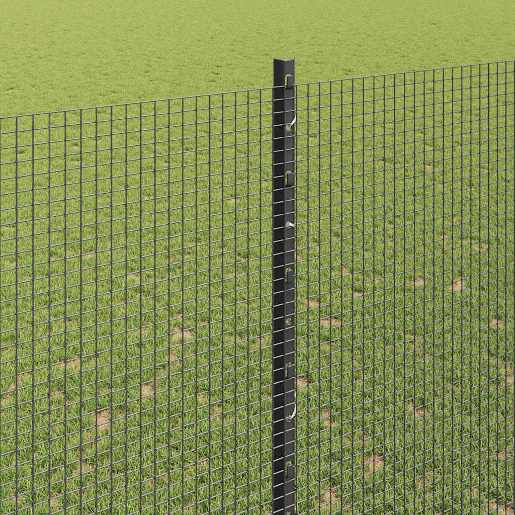 Sveiset trådgjerde med stolper 50 x 1,5 m PVC-belagt stål Grå