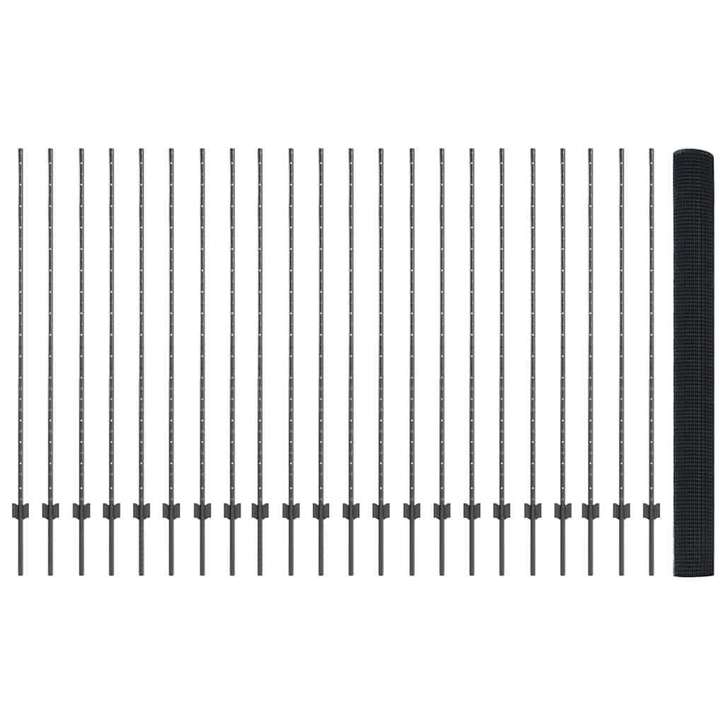 Sveiset trådgjerde med stolper 50 x 1,5 m PVC-belagt stål Grå