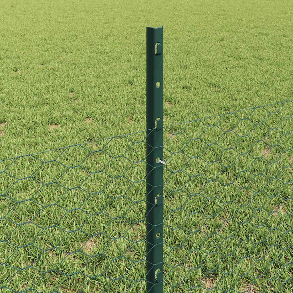 Sekskantet gjerde med post 10 x 0,5 m PVC-belagt stål Grønn
