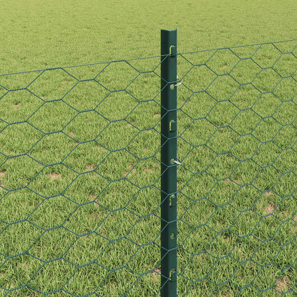 Sekskantet gjerde med post 10 x 0,8 m PVC-belagt stål Grønn