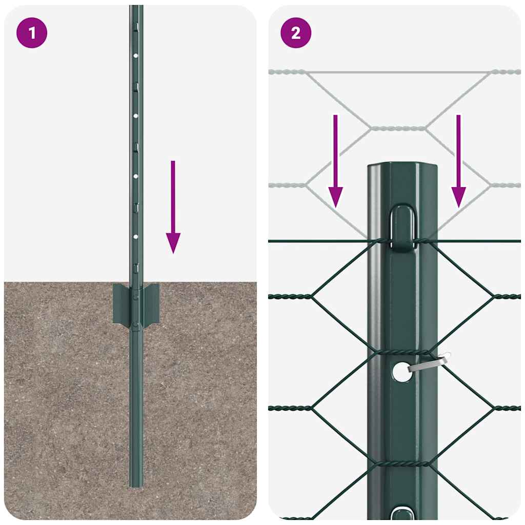 Sekskantet gjerde med post 10 x 0,8 m PVC-belagt stål Grønn
