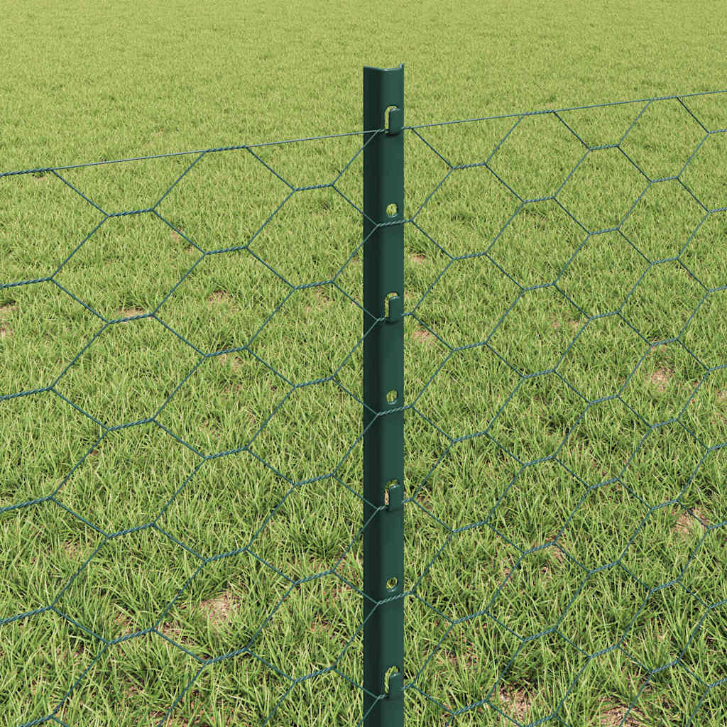 Sekskantet gjerde med post 25 x 0,6 m PVC-belagt stål Grønn