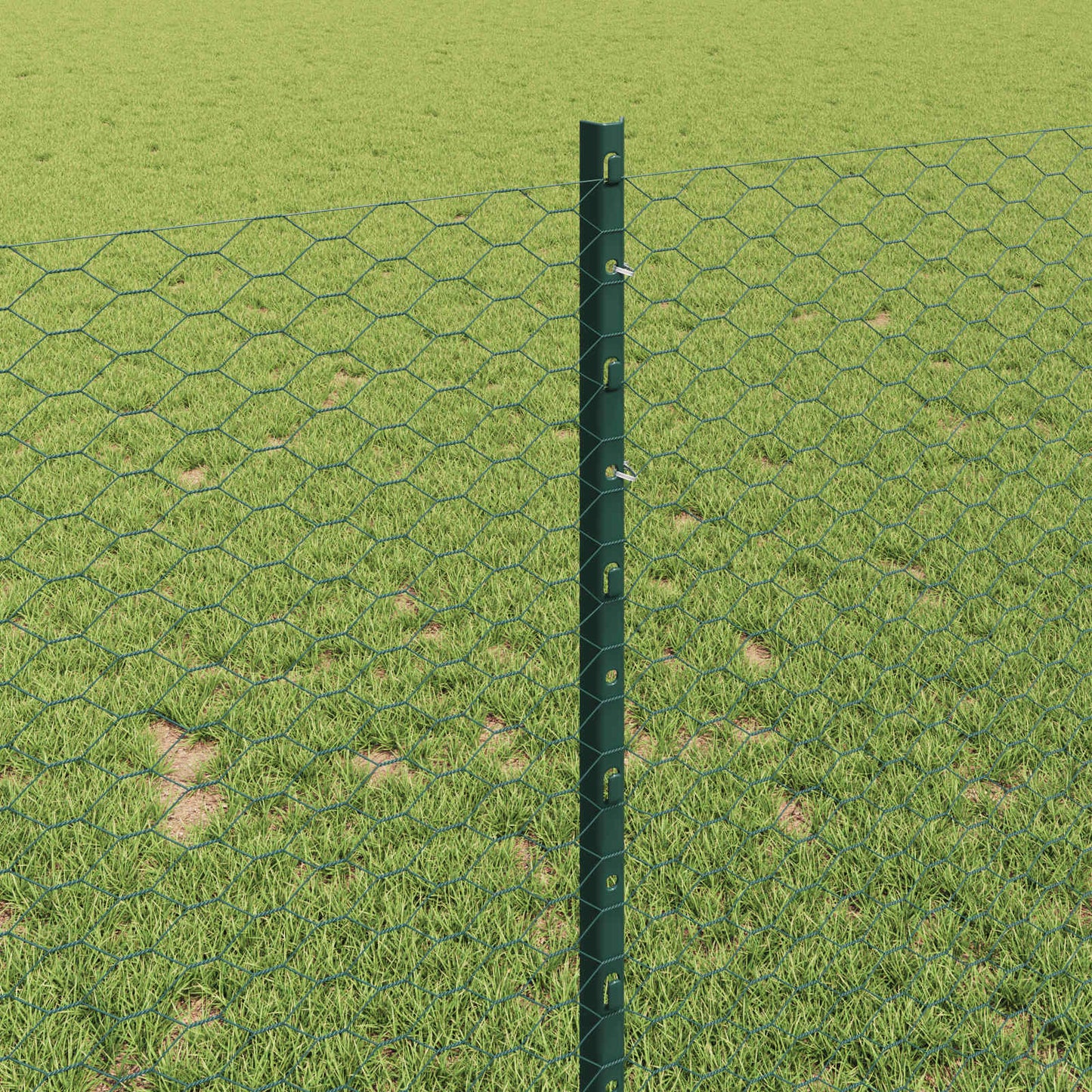 Sekskantet gjerde med post 25 x 1 m PVC-belagt stål Grønn Mesh