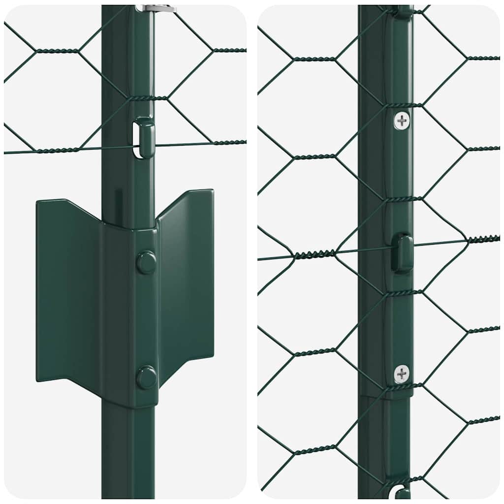 Sekskantet gjerde med post 25 x 1,6 m PVC-belagt stål Grønn