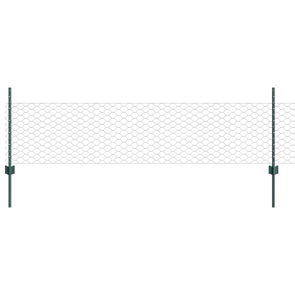 Sekskantet gjerde med post 50 x 0,5 m PVC-belagt stål Grønn