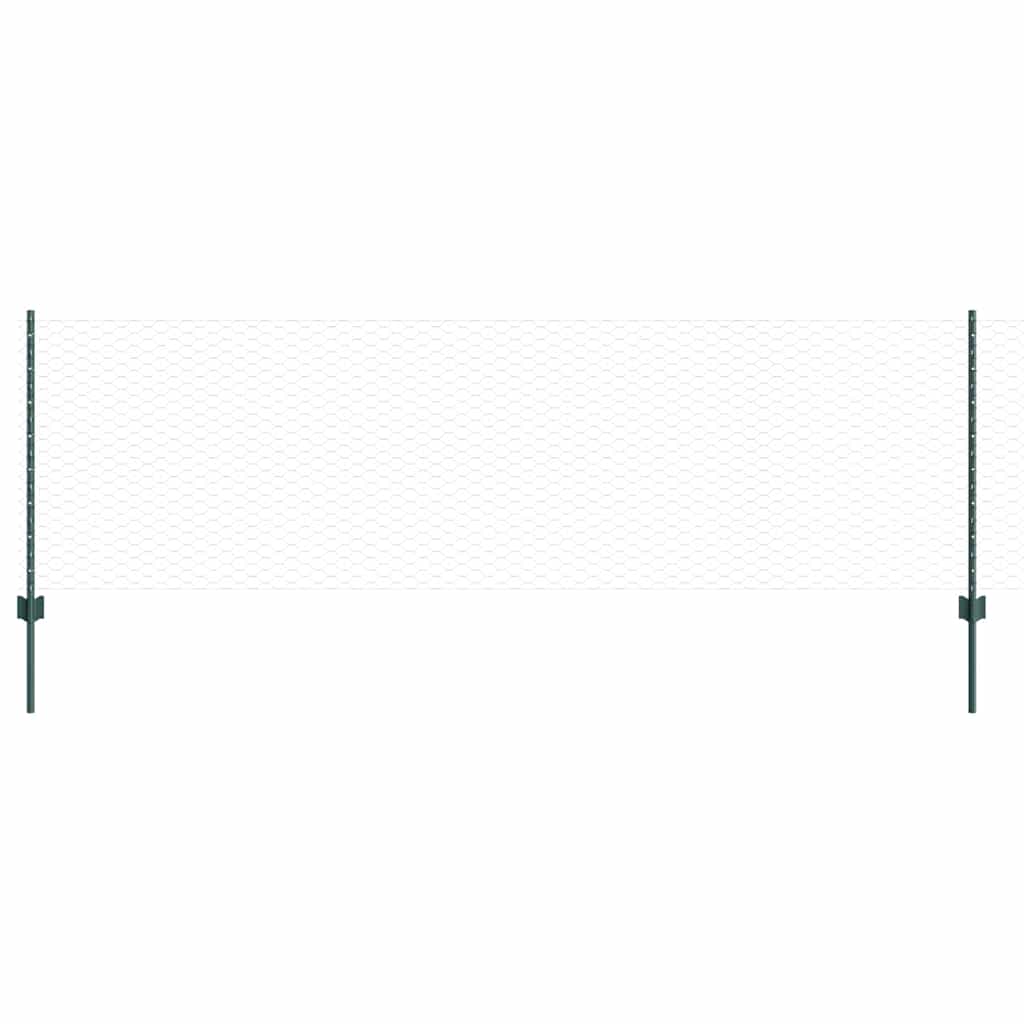 Sekskantet gjerde med post 50 x 0,8 m PVC-belagt stål Grønn