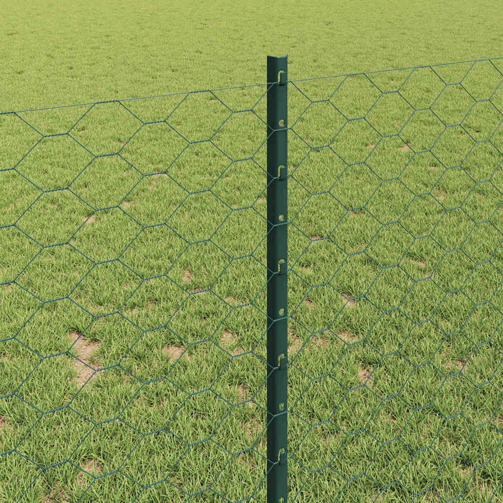 Sekskantet gjerde med post 50 x 1 m PVC-belagt stål Grønn Mesh