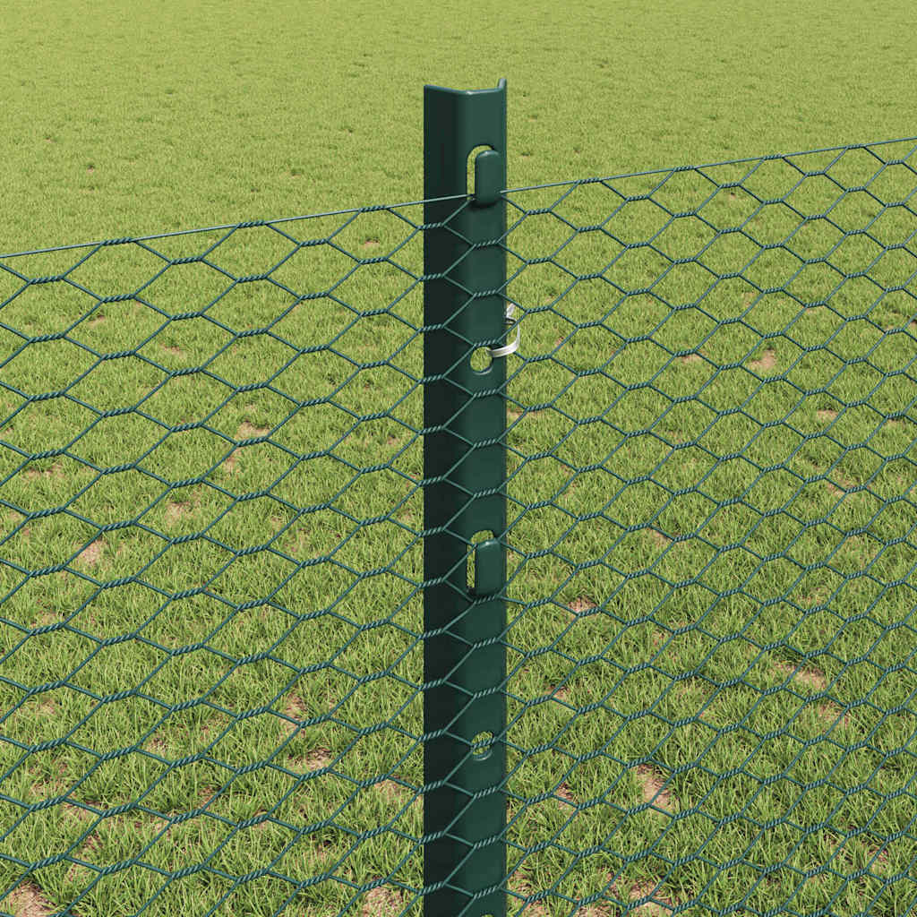 Sekskantet gjerde med post 50 x 1,2 m PVC-belagt stål Grønn