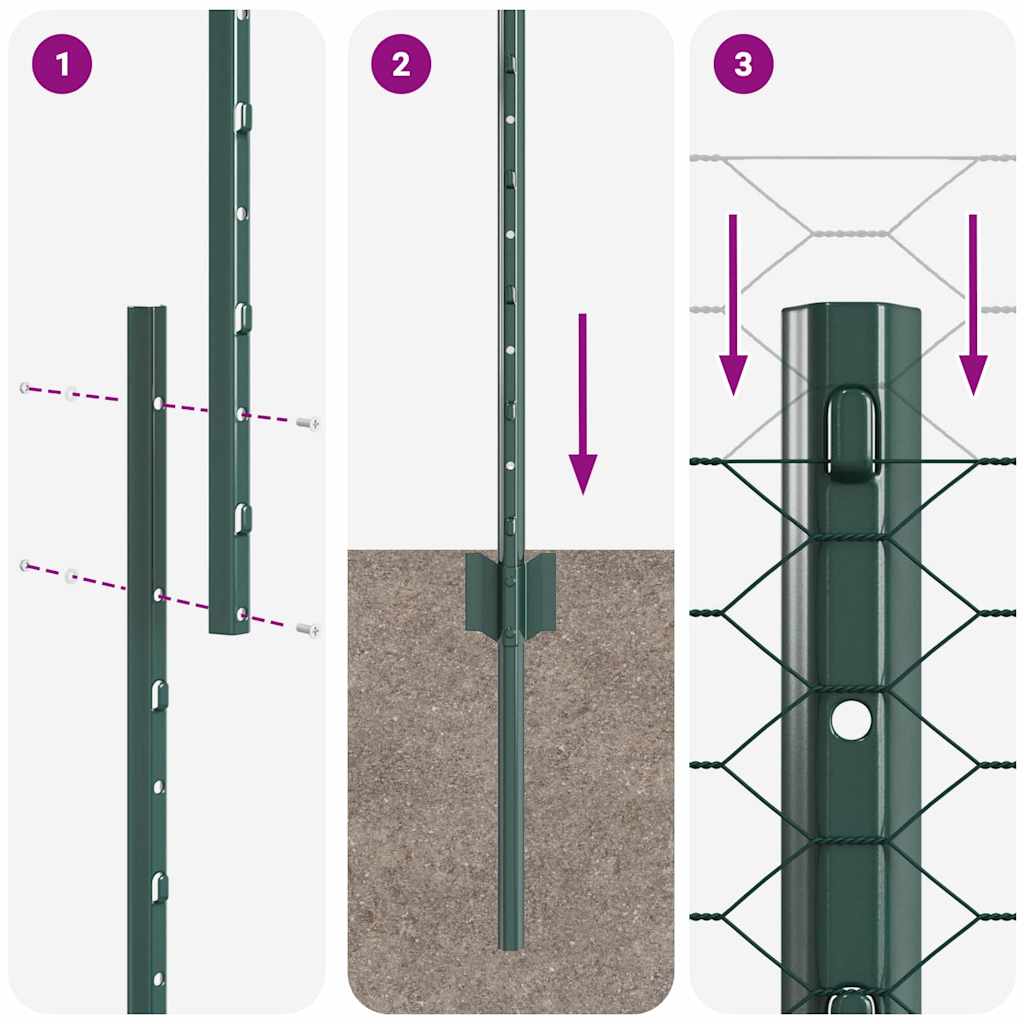 Sekskantet gjerde med post 50 x 1,2 m PVC-belagt stål Grønn