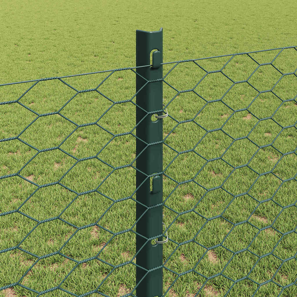 Sekskantet gjerde med post 50 x 1,2 m PVC-belagt stål Grønn