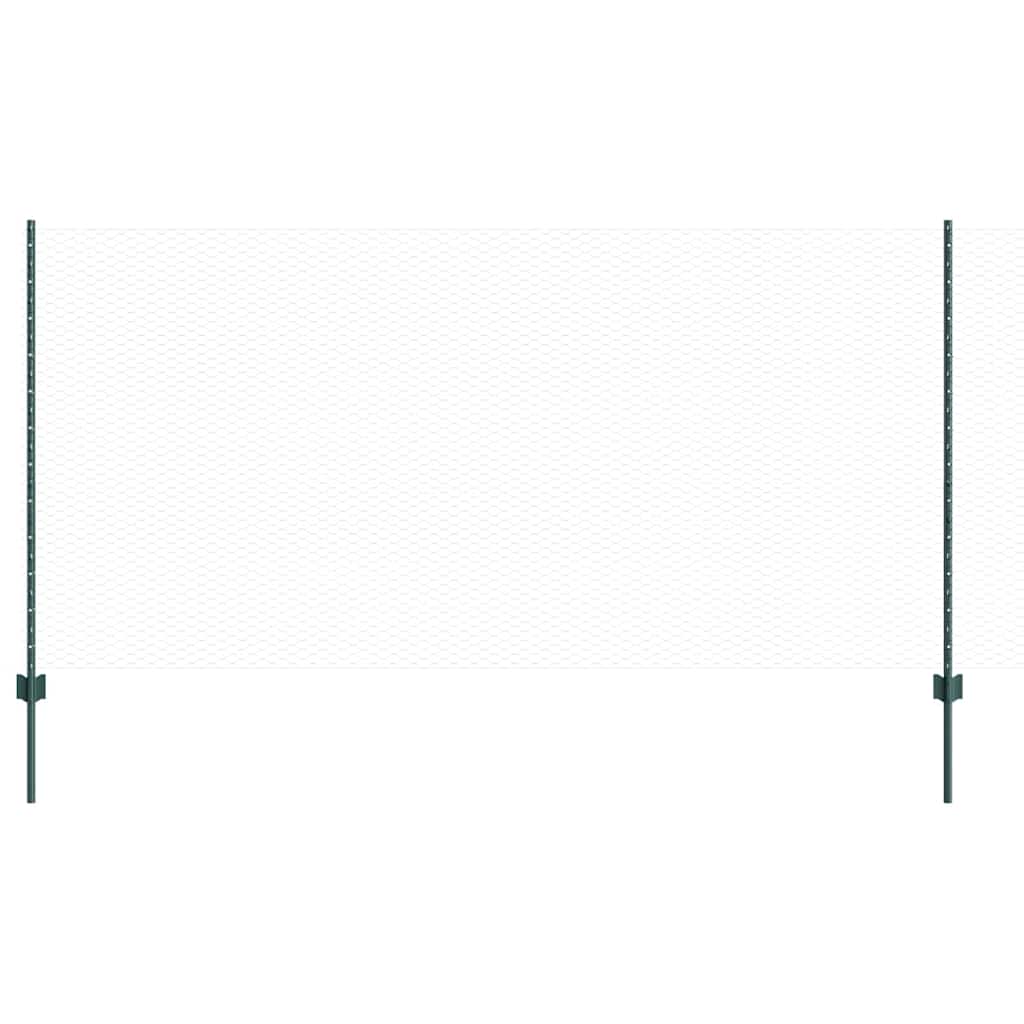 Sekskantet gjerde med post 50 x 1,2 m PVC-belagt stål Grønn