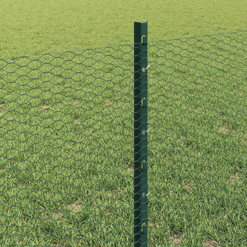 Sekskantet gjerde med post 100 x 0,6 m PVC-belagt stål Grønn